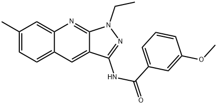 N-(1-ethyl-7-methylpyrazolo[3,4-b]quinolin-3-yl)-3-methoxybenzamide Structural