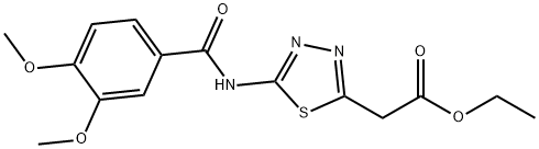 ethyl 2-[5-[(3,4-dimethoxybenzoyl)amino]-1,3,4-thiadiazol-2-yl]acetate Structural