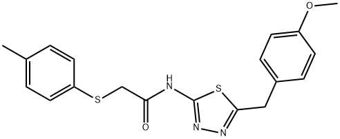 N-[5-[(4-methoxyphenyl)methyl]-1,3,4-thiadiazol-2-yl]-2-(4-methylphenyl)sulfanylacetamide Structural