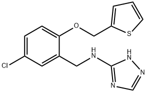 N-[[5-chloro-2-(thiophen-2-ylmethoxy)phenyl]methyl]-1H-1,2,4-triazol-5-amine Structural