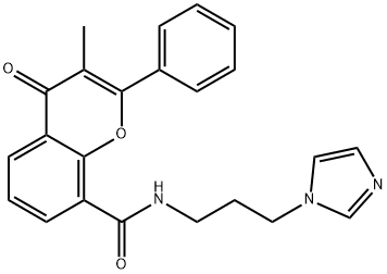 N-(3-imidazol-1-ylpropyl)-3-methyl-4-oxo-2-phenylchromene-8-carboxamide Structural