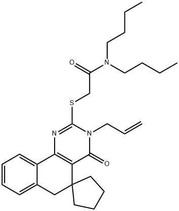 N,N-dibutyl-2-(4-oxo-3-prop-2-enylspiro[6H-benzo[h]quinazoline-5,1'-cyclopentane]-2-yl)sulfanylacetamide Structural