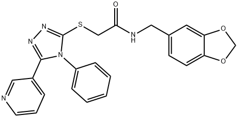 N-(1,3-benzodioxol-5-ylmethyl)-2-[(4-phenyl-5-pyridin-3-yl-1,2,4-triazol-3-yl)sulfanyl]acetamide Structural