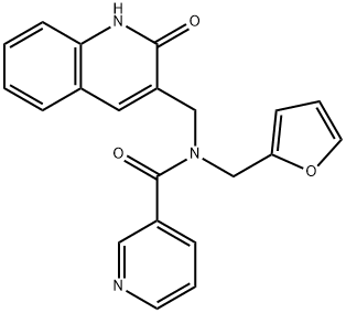 N-(furan-2-ylmethyl)-N-[(2-oxo-1H-quinolin-3-yl)methyl]pyridine-3-carboxamide Structural