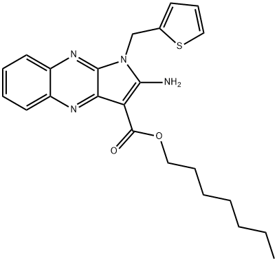 heptyl 2-amino-1-(thiophen-2-ylmethyl)pyrrolo[3,2-b]quinoxaline-3-carboxylate Structural