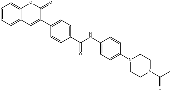 N-[4-(4-acetylpiperazin-1-yl)phenyl]-4-(2-oxochromen-3-yl)benzamide Structural