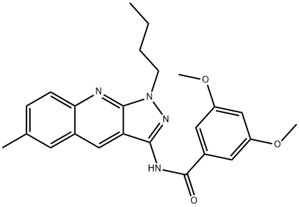 N-(1-butyl-6-methylpyrazolo[3,4-b]quinolin-3-yl)-3,5-dimethoxybenzamide Structural