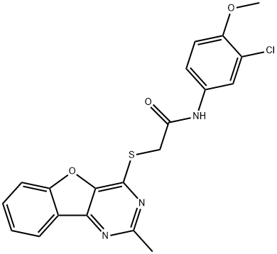 N-(3-chloro-4-methoxyphenyl)-2-[(2-methyl-[1]benzofuro[3,2-d]pyrimidin-4-yl)sulfanyl]acetamide Structural