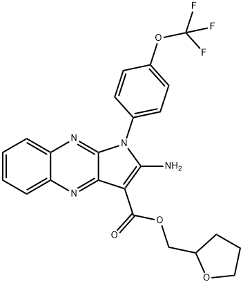 oxolan-2-ylmethyl 2-amino-1-[4-(trifluoromethoxy)phenyl]pyrrolo[3,2-b]quinoxaline-3-carboxylate Structural