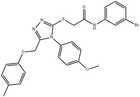 N-(3-bromophenyl)-2-[[4-(4-methoxyphenyl)-5-[(4-methylphenoxy)methyl]-1,2,4-triazol-3-yl]sulfanyl]acetamide Structural