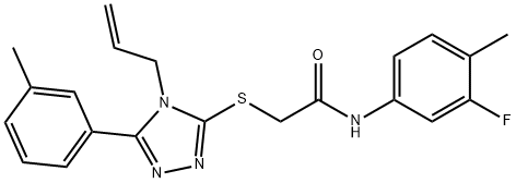 N-(3-fluoro-4-methylphenyl)-2-[[5-(3-methylphenyl)-4-prop-2-enyl-1,2,4-triazol-3-yl]sulfanyl]acetamide Structural