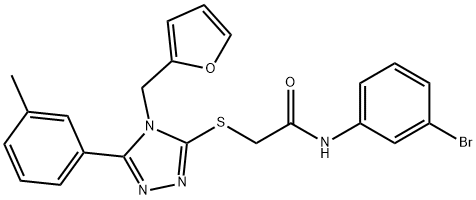 N-(3-bromophenyl)-2-[[4-(furan-2-ylmethyl)-5-(3-methylphenyl)-1,2,4-triazol-3-yl]sulfanyl]acetamide Structural