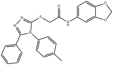 N-(1,3-benzodioxol-5-yl)-2-[[4-(4-methylphenyl)-5-phenyl-1,2,4-triazol-3-yl]sulfanyl]acetamide Structural