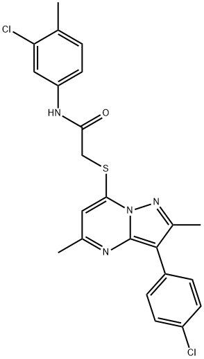 N-(3-chloro-4-methylphenyl)-2-[3-(4-chlorophenyl)-2,5-dimethylpyrazolo[1,5-a]pyrimidin-7-yl]sulfanylacetamide Structural