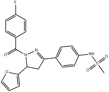 N-[4-[2-(4-fluorobenzoyl)-3-(furan-2-yl)-3,4-dihydropyrazol-5-yl]phenyl]methanesulfonamide Structural