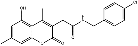 N-[(4-chlorophenyl)methyl]-2-(5-hydroxy-4,7-dimethyl-2-oxochromen-3-yl)acetamide Structural