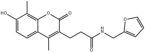 N-(furan-2-ylmethyl)-3-(7-hydroxy-4,8-dimethyl-2-oxochromen-3-yl)propanamide Structural