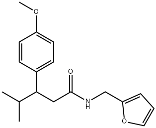 N-(furan-2-ylmethyl)-3-(4-methoxyphenyl)-4-methylpentanamide Structural