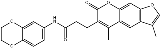 N-(2,3-dihydro-1,4-benzodioxin-6-yl)-3-(3,5-dimethyl-7-oxofuro[3,2-g]chromen-6-yl)propanamide Structural