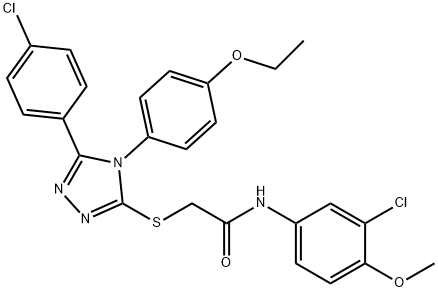 N-(3-chloro-4-methoxyphenyl)-2-[[5-(4-chlorophenyl)-4-(4-ethoxyphenyl)-1,2,4-triazol-3-yl]sulfanyl]acetamide Structural