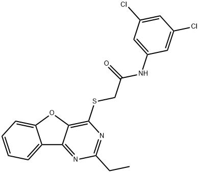 N-(3,5-dichlorophenyl)-2-[(2-ethyl-[1]benzofuro[3,2-d]pyrimidin-4-yl)sulfanyl]acetamide Structural