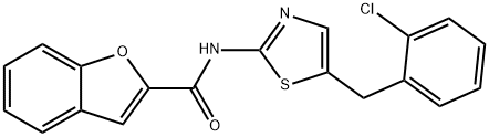 N-[5-[(2-chlorophenyl)methyl]-1,3-thiazol-2-yl]-1-benzofuran-2-carboxamide Structural