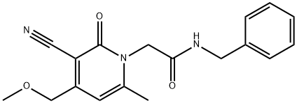 N-benzyl-2-[3-cyano-4-(methoxymethyl)-6-methyl-2-oxopyridin-1-yl]acetamide Structural