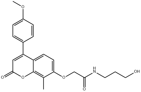 N-(3-hydroxypropyl)-2-[4-(4-methoxyphenyl)-8-methyl-2-oxochromen-7-yl]oxyacetamide Structural