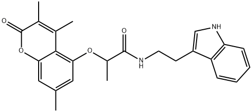 N-[2-(1H-indol-3-yl)ethyl]-2-(3,4,7-trimethyl-2-oxochromen-5-yl)oxypropanamide Structural