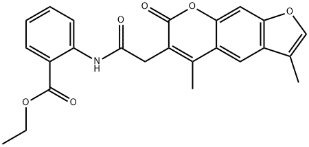 ethyl 2-[[2-(3,5-dimethyl-7-oxofuro[3,2-g]chromen-6-yl)acetyl]amino]benzoate Structural