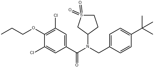 N-[(4-tert-butylphenyl)methyl]-3,5-dichloro-N-(1,1-dioxothiolan-3-yl)-4-propoxybenzamide Structural