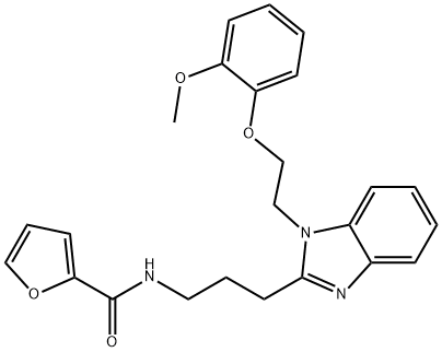 N-[3-[1-[2-(2-methoxyphenoxy)ethyl]benzimidazol-2-yl]propyl]furan-2-carboxamide Structural