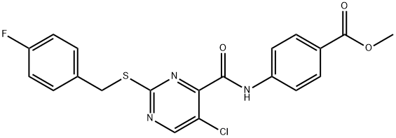 methyl 4-[[5-chloro-2-[(4-fluorophenyl)methylsulfanyl]pyrimidine-4-carbonyl]amino]benzoate Structural
