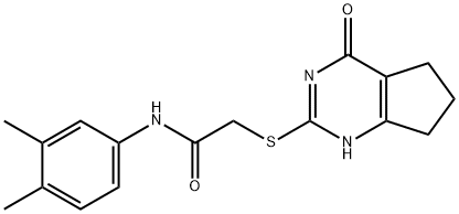 N-(3,4-dimethylphenyl)-2-[(4-oxo-1,5,6,7-tetrahydrocyclopenta[d]pyrimidin-2-yl)sulfanyl]acetamide Structural