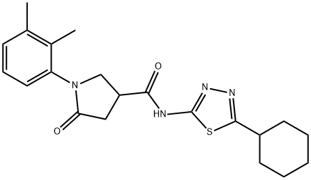 N-(5-cyclohexyl-1,3,4-thiadiazol-2-yl)-1-(2,3-dimethylphenyl)-5-oxopyrrolidine-3-carboxamide Structural
