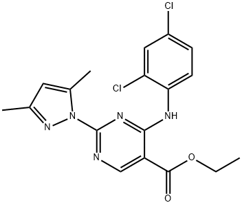 ethyl 4-(2,4-dichloroanilino)-2-(3,5-dimethylpyrazol-1-yl)pyrimidine-5-carboxylate Structural