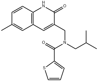 N-[(6-methyl-2-oxo-1H-quinolin-3-yl)methyl]-N-(2-methylpropyl)thiophene-2-carboxamide Structural