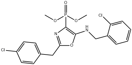 N-[(2-chlorophenyl)methyl]-2-[(4-chlorophenyl)methyl]-4-dimethoxyphosphoryl-1,3-oxazol-5-amine Structural