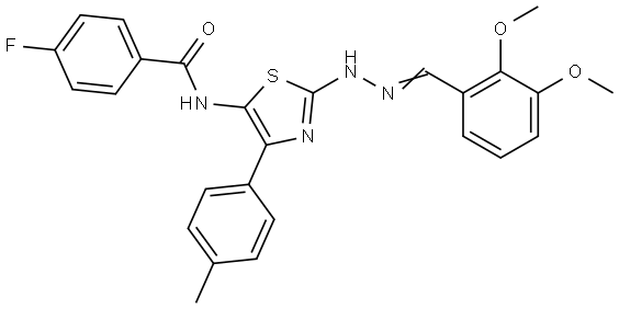 N-[2-[(2E)-2-[(2,3-dimethoxyphenyl)methylidene]hydrazinyl]-4-(4-methylphenyl)-1,3-thiazol-5-yl]-4-fluorobenzamide Structural