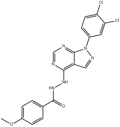 N'-[1-(3,4-dichlorophenyl)pyrazolo[3,4-d]pyrimidin-4-yl]-4-methoxybenzohydrazide Structural