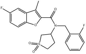 N-(1,1-dioxothiolan-3-yl)-5-fluoro-N-[(2-fluorophenyl)methyl]-3-methyl-1-benzofuran-2-carboxamide Structural