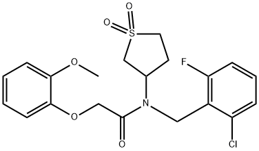 N-[(2-chloro-6-fluorophenyl)methyl]-N-(1,1-dioxothiolan-3-yl)-2-(2-methoxyphenoxy)acetamide Structural