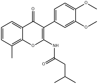 N-[3-(3,4-dimethoxyphenyl)-8-methyl-4-oxochromen-2-yl]-3-methylbutanamide Structural