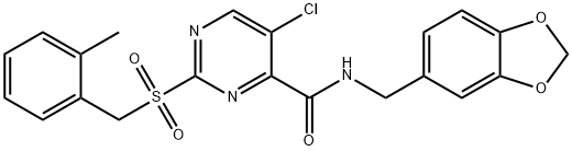 N-(1,3-benzodioxol-5-ylmethyl)-5-chloro-2-[(2-methylphenyl)methylsulfonyl]pyrimidine-4-carboxamide Structural
