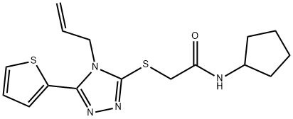N-cyclopentyl-2-[(4-prop-2-enyl-5-thiophen-2-yl-1,2,4-triazol-3-yl)sulfanyl]acetamide Structural