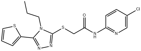 N-(5-chloropyridin-2-yl)-2-[(4-propyl-5-thiophen-2-yl-1,2,4-triazol-3-yl)sulfanyl]acetamide Structural