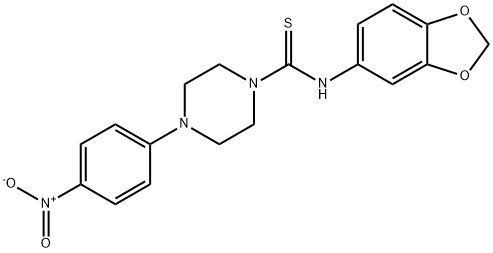 N-(1,3-benzodioxol-5-yl)-4-(4-nitrophenyl)piperazine-1-carbothioamide Structural