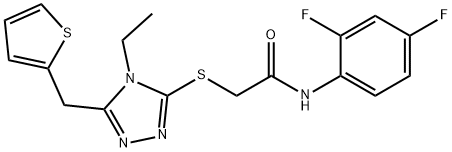 N-(2,4-difluorophenyl)-2-[[4-ethyl-5-(thiophen-2-ylmethyl)-1,2,4-triazol-3-yl]sulfanyl]acetamide Structural