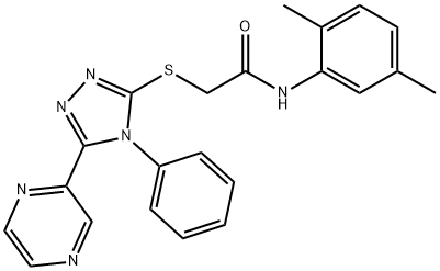 N-(2,5-dimethylphenyl)-2-[(4-phenyl-5-pyrazin-2-yl-1,2,4-triazol-3-yl)sulfanyl]acetamide Structural