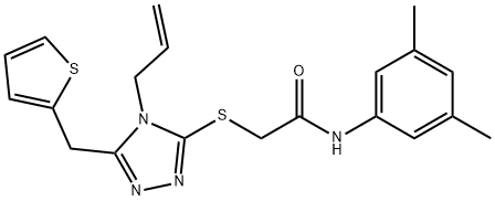 N-(3,5-dimethylphenyl)-2-[[4-prop-2-enyl-5-(thiophen-2-ylmethyl)-1,2,4-triazol-3-yl]sulfanyl]acetamide Structural
